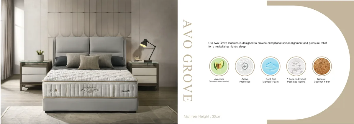 AVO mattress models — Grove, Ritz, Bliss