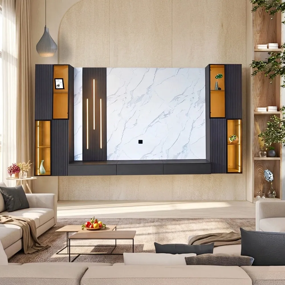 Soft-close drawer with integrated LED lighting and cable management — TD Furniture TV cabinet