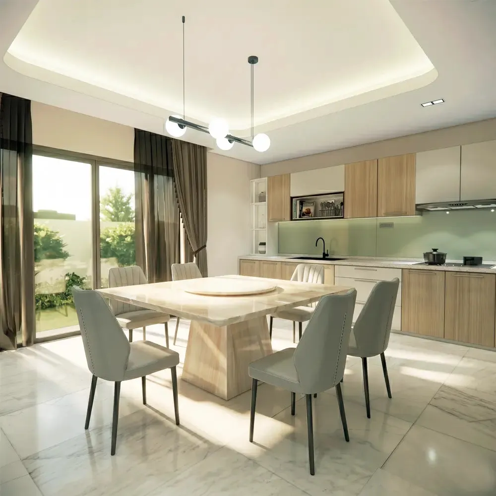 Custom dining table with sintered stone top in Malaysian home — TD Furniture
