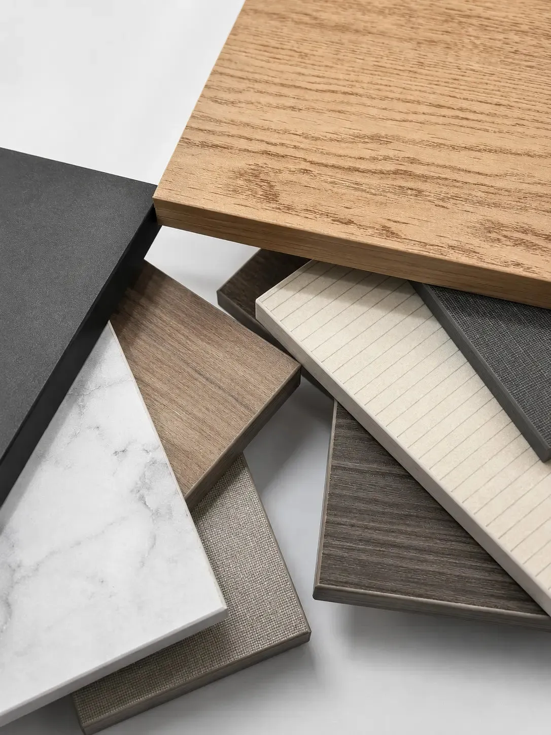 E0 melamine and wood grain material samples — TD Furniture Malaysia