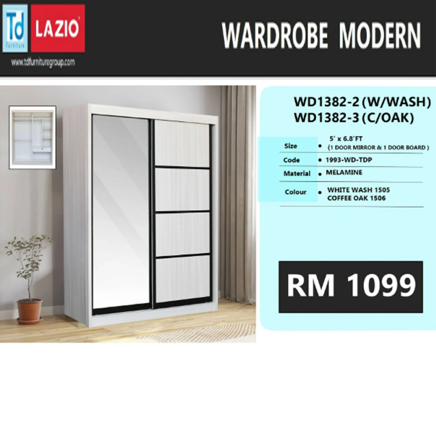 Aachen Sliding Door Wardrobe Td Furniture 