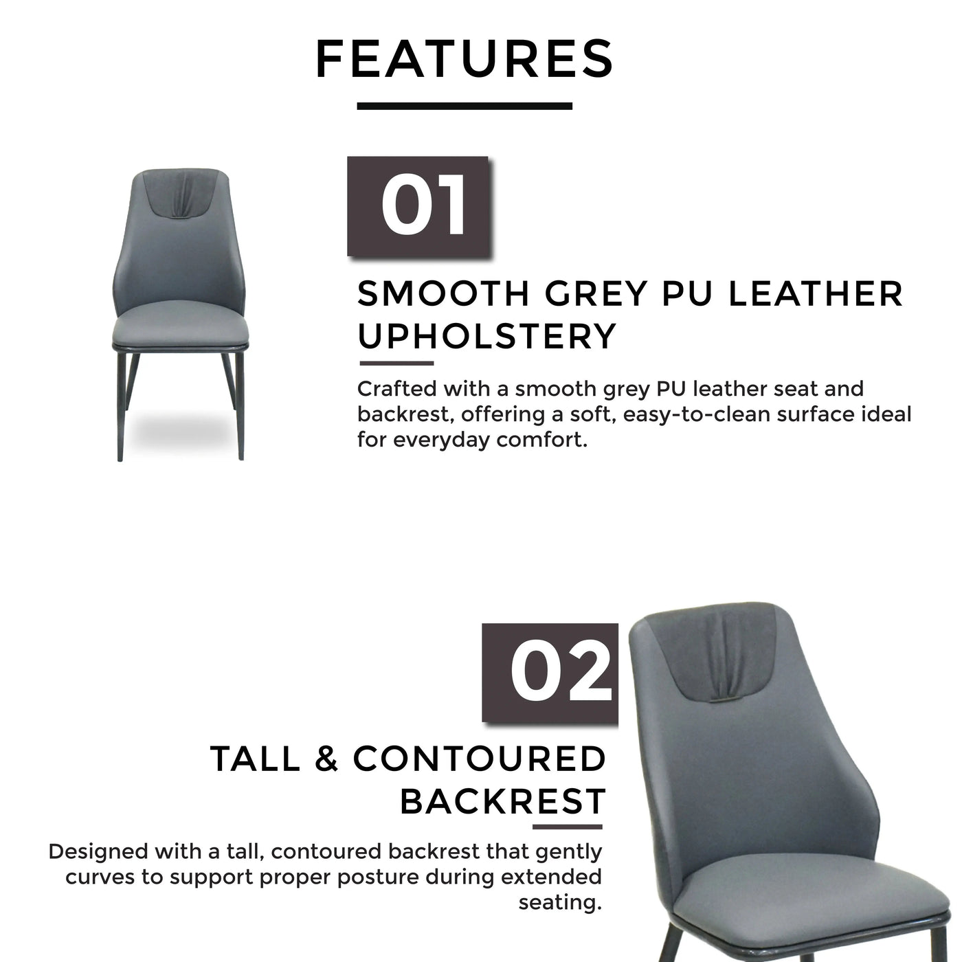 Gray chair with features highlighted on a white background