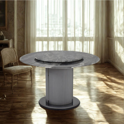 ALVEA Marble Dining Table with luxury Lazy Susan in modern dining room interior