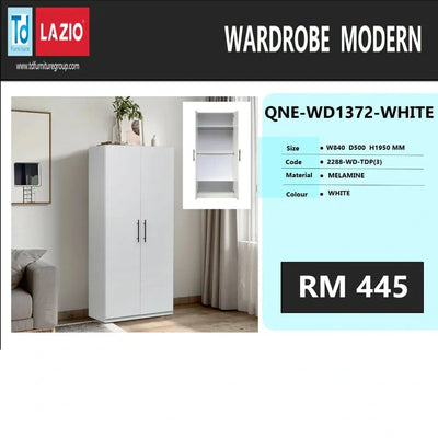 White wardrobe with product details on a white background