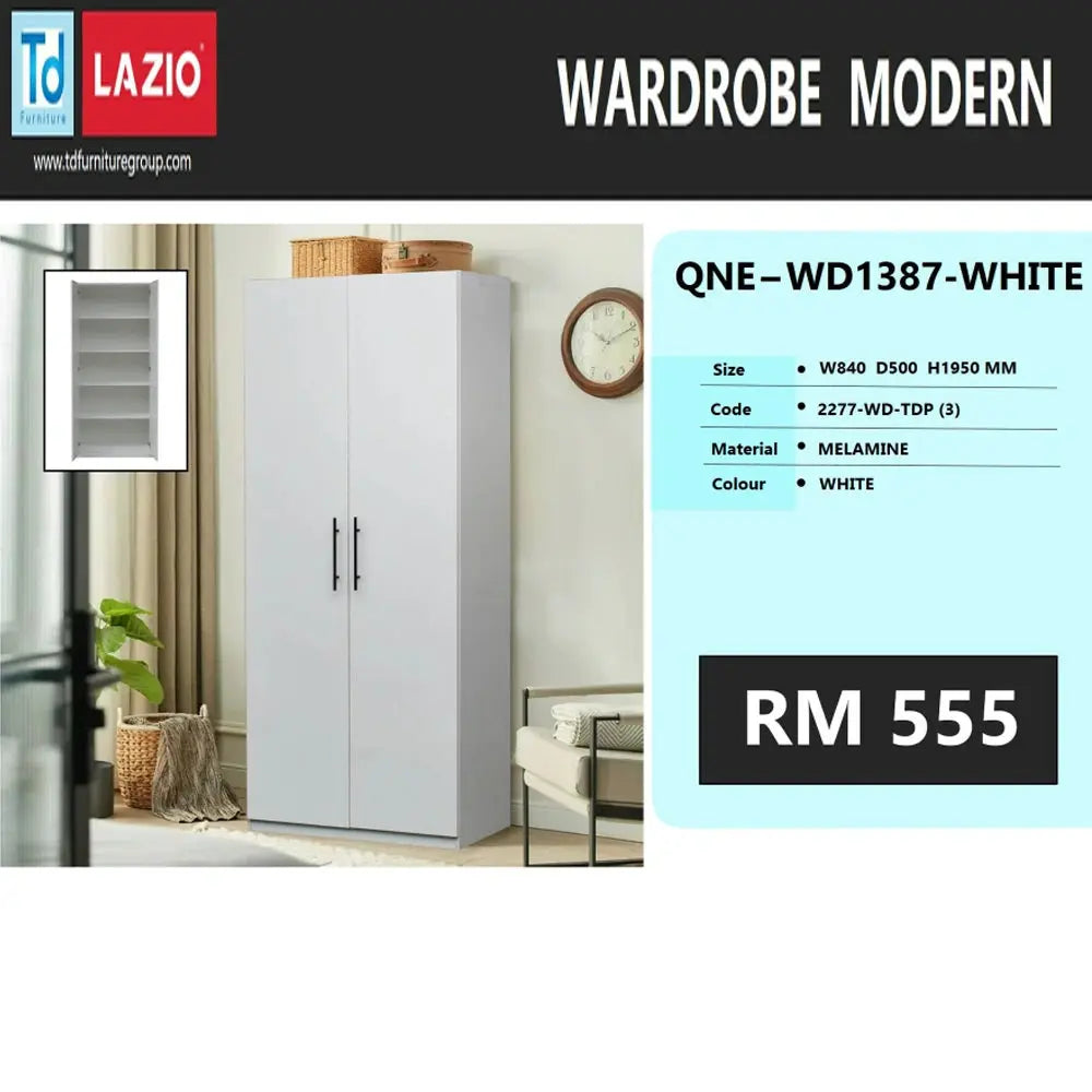 White wardrobe with product details on a white background