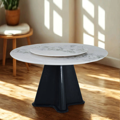 BAYRA Marble Dining Table with luxury Lazy Susan in modern dining room setup