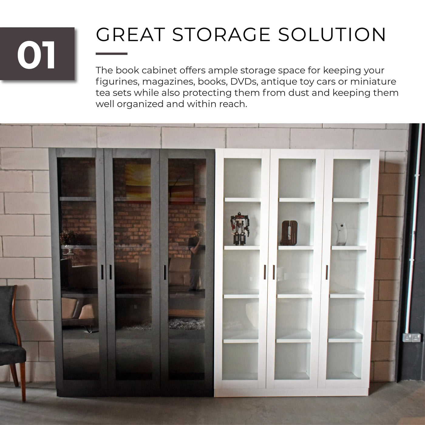 HUGO 3 DOOR   Book Cabinet / Open Door Td Furniture