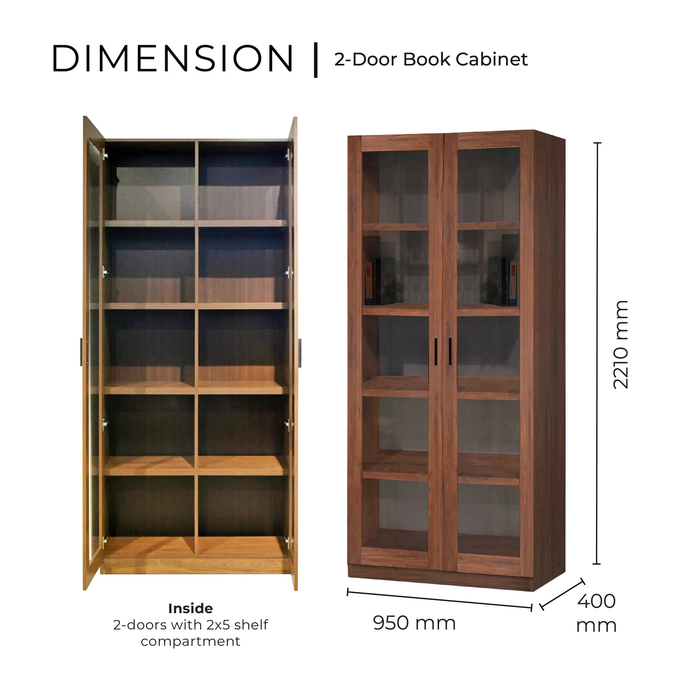HUGO 2 DOOR   Book Cabinet / Open Door Td Furniture
