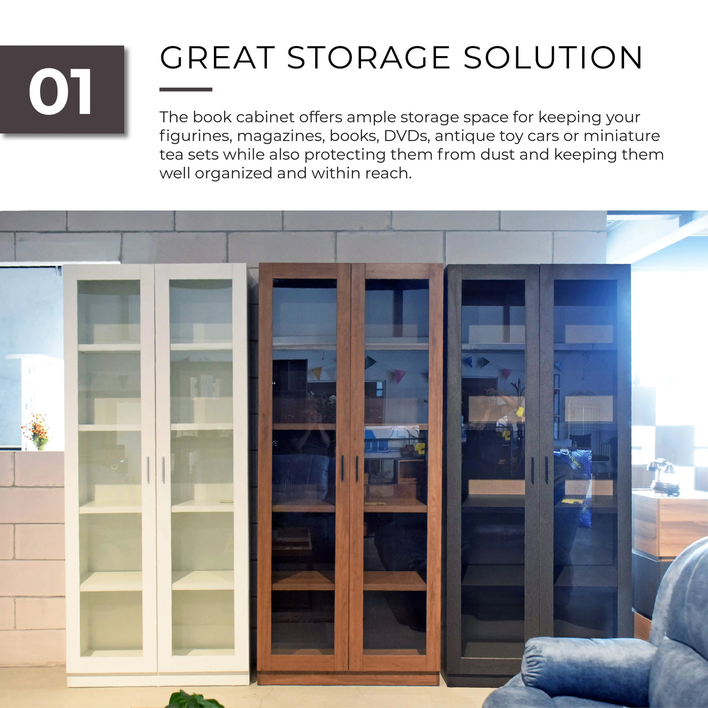 HUGO 2 DOOR   Book Cabinet / Open Door Td Furniture