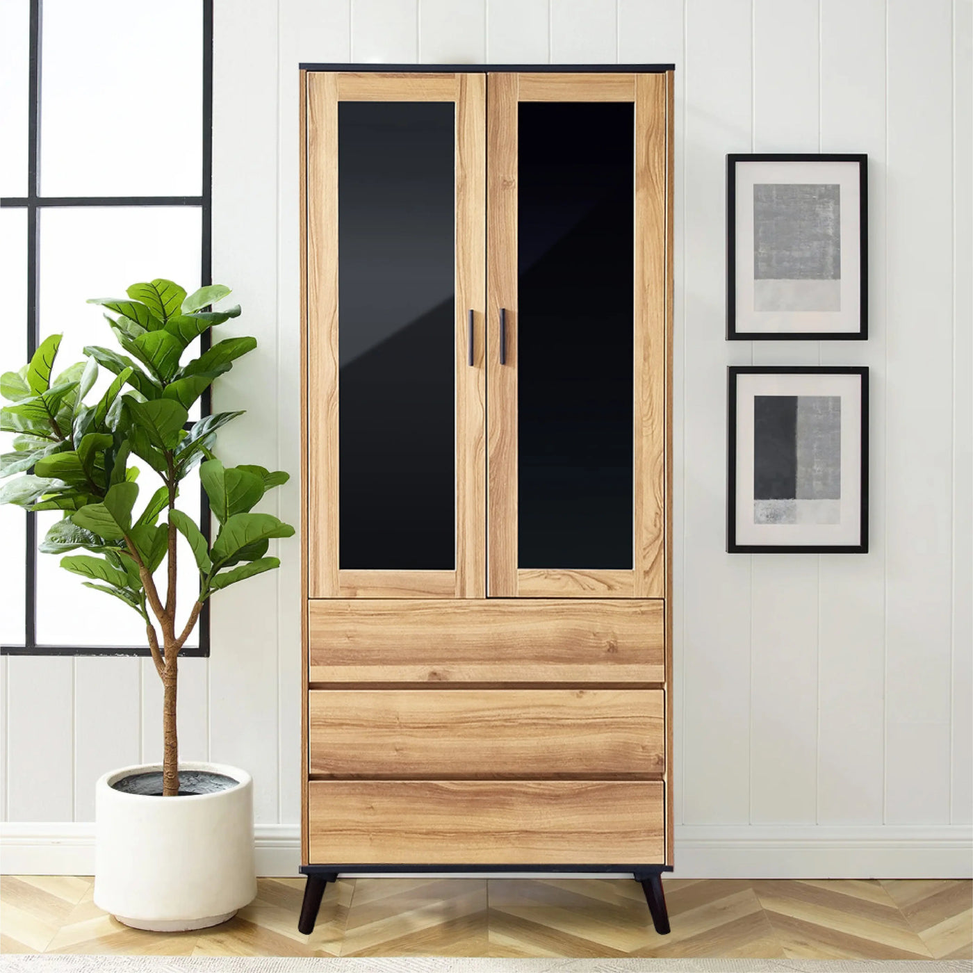 SURI Open Shelf Book Case / Glass Door Cabinet Td Furniture