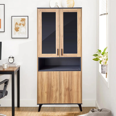 SURI Open Shelf Book Case / Glass Door Cabinet Td Furniture