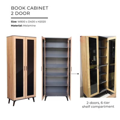 SURI Open Shelf Book Case / Glass Door Cabinet Td Furniture