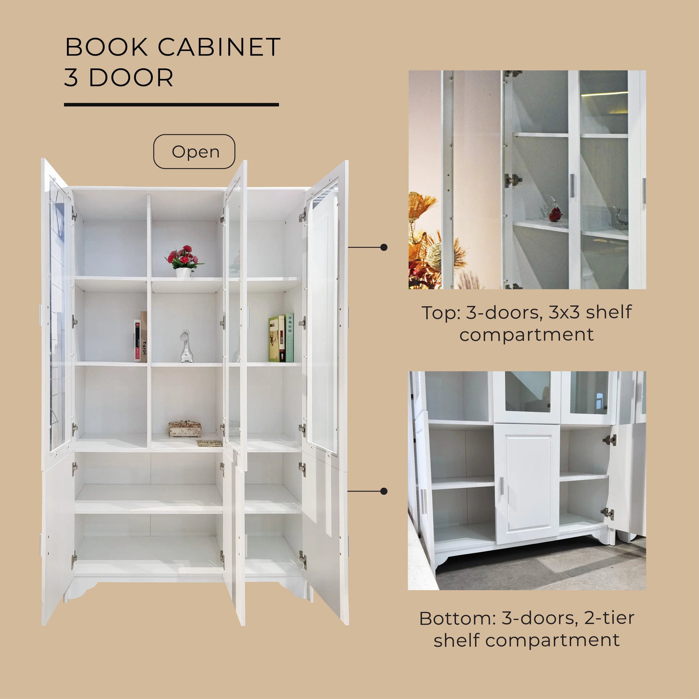 CHESTER 3 DOOR Book Cabinet Td Furniture