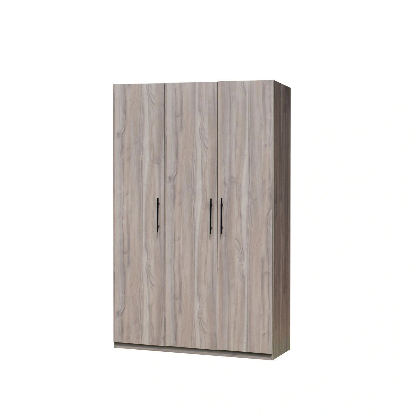 Wooden wardrobe with two doors on a white background