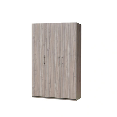 Wooden wardrobe with two doors on a white background