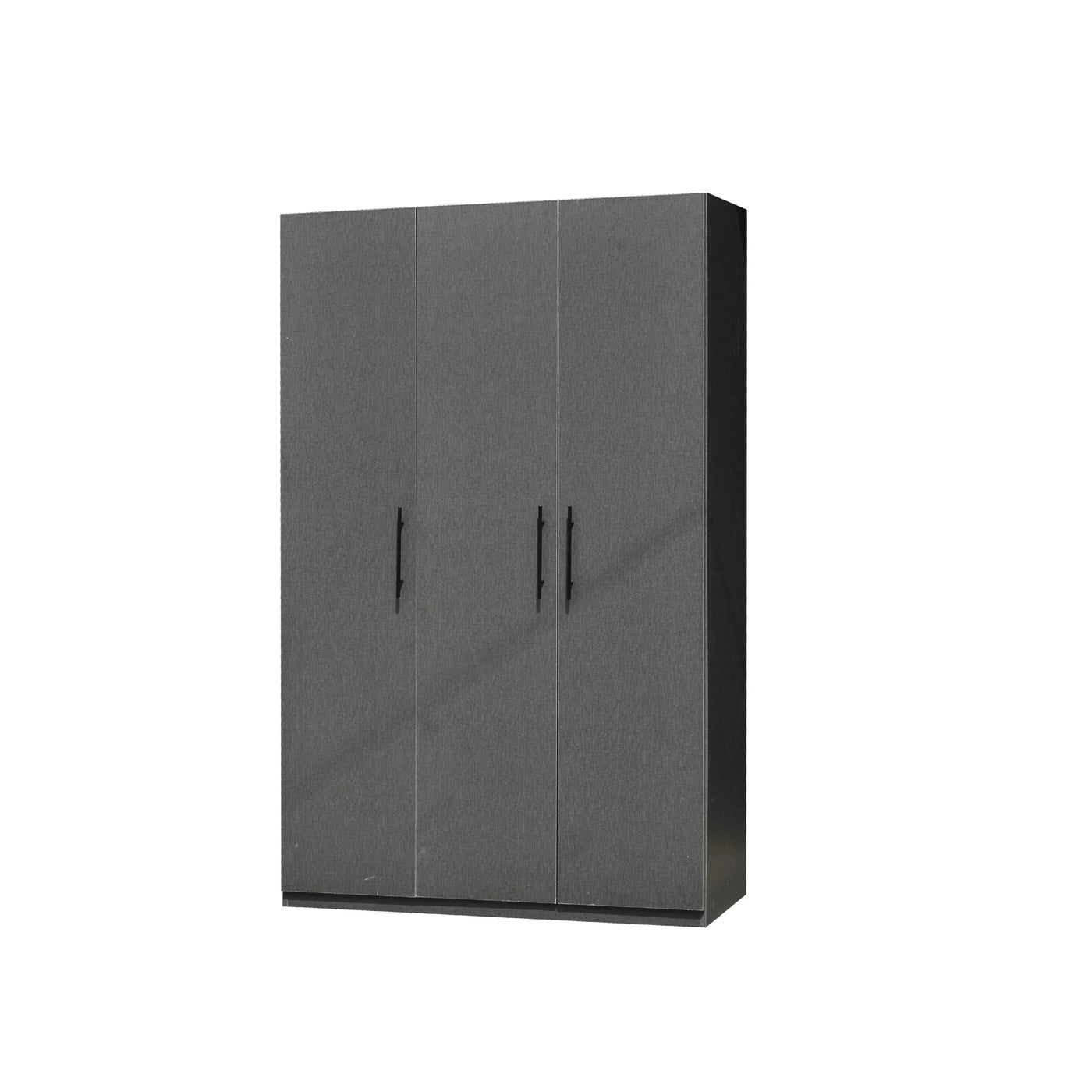 Gray wardrobe with two doors on a white background