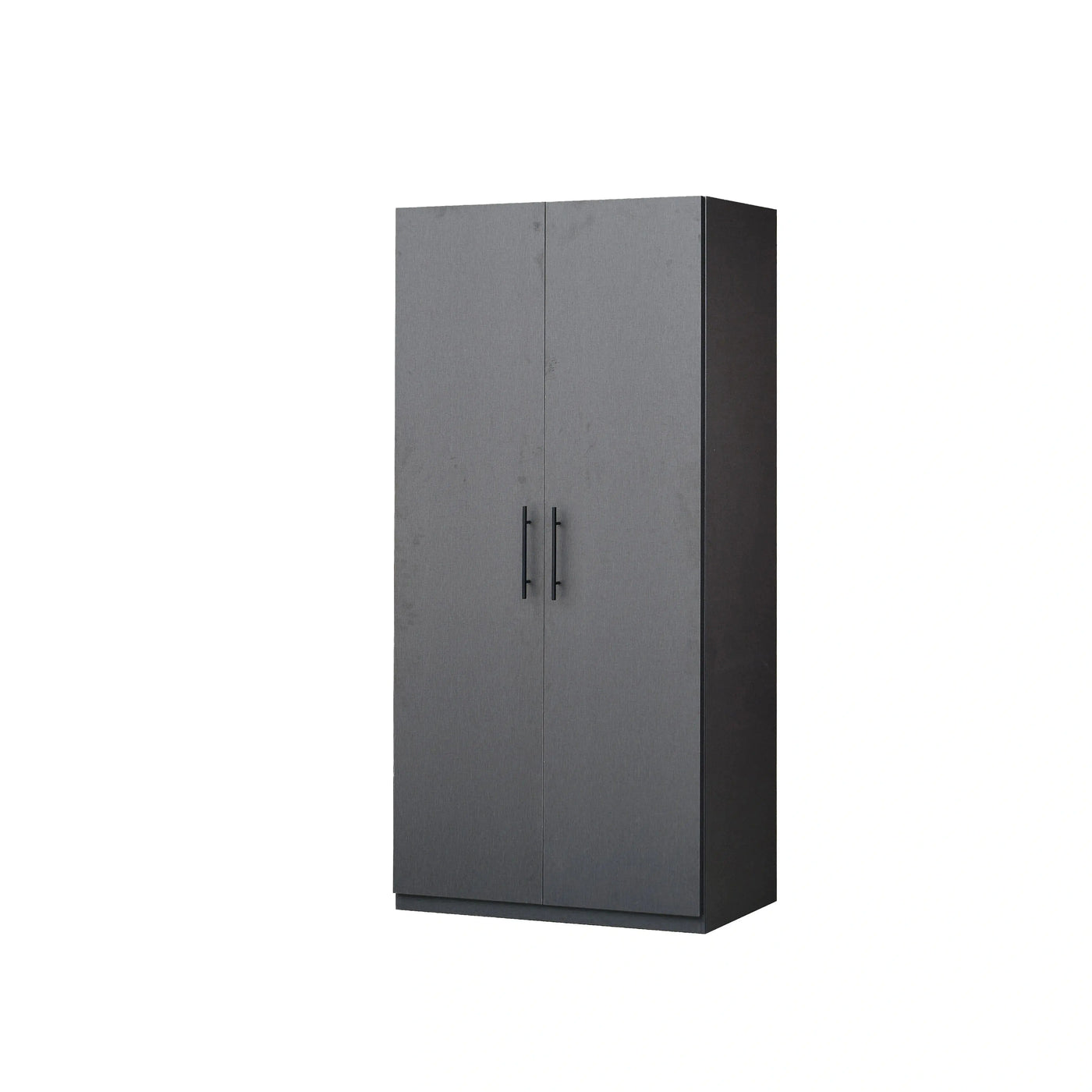 Black cabinet with two doors on a white background
