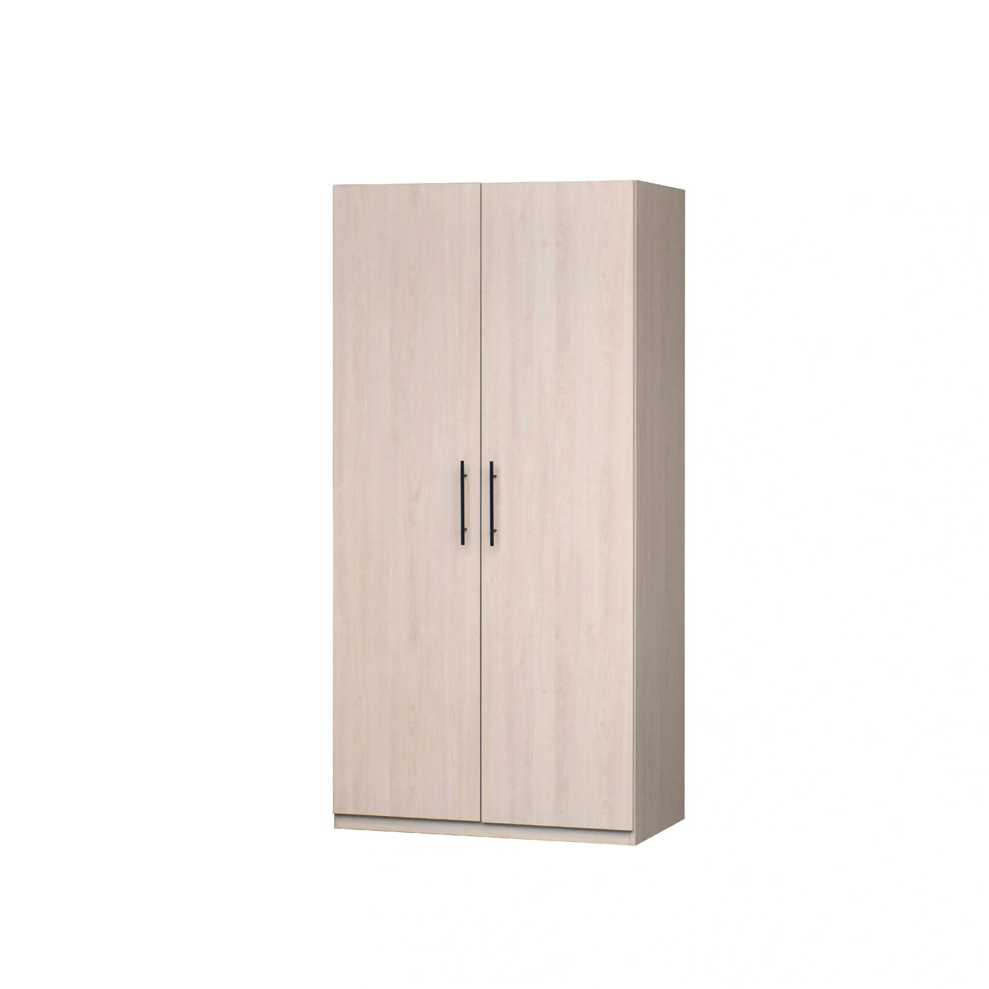 Beige wardrobe with two doors on a white background