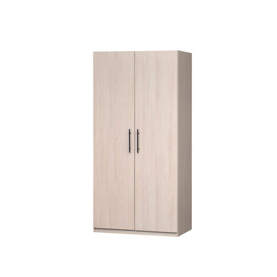Beige wardrobe with two doors on a white background