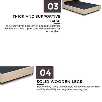 Thick padded base, and solid wooden legs for durability.