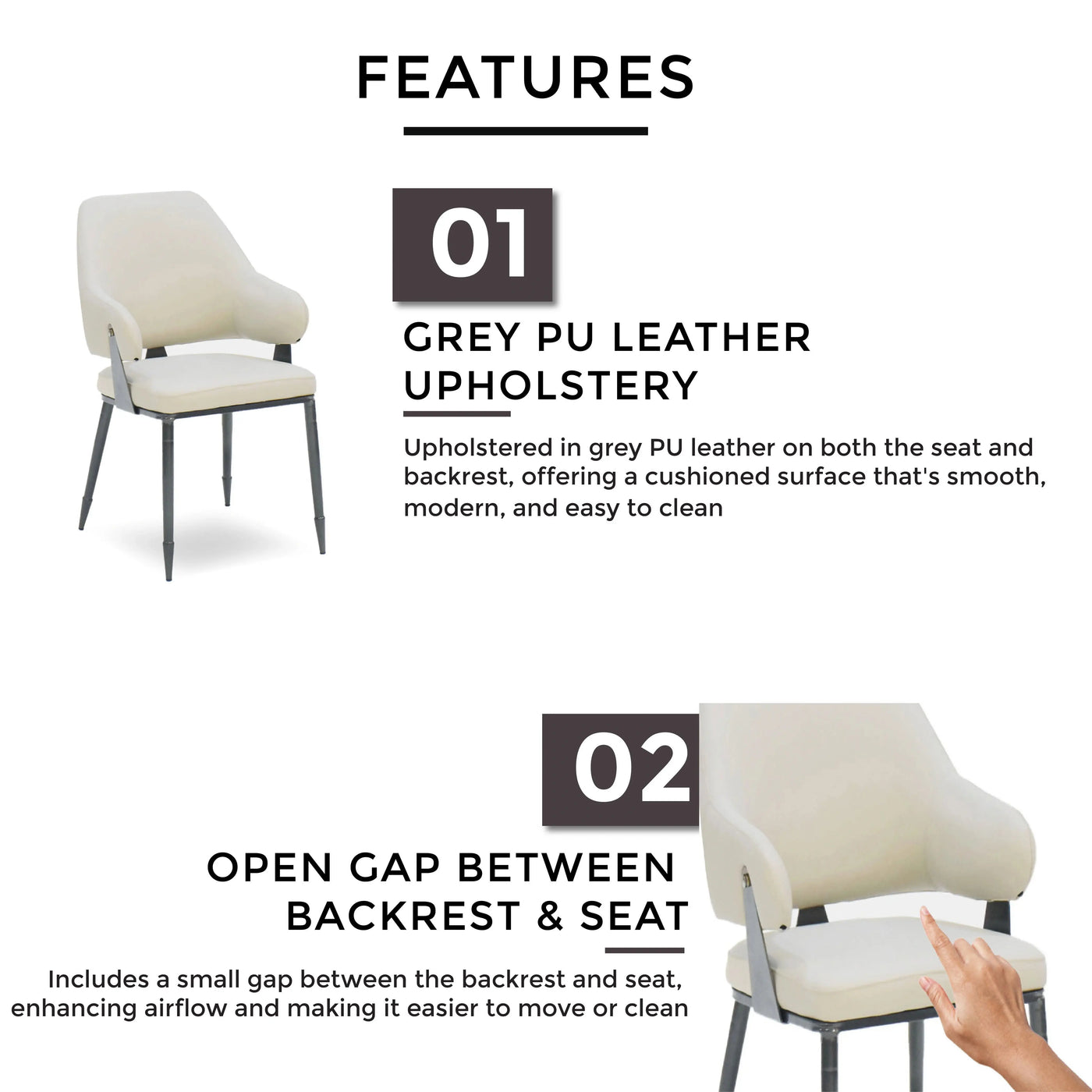 DELUNA Dining Chair Light Grey Td Furniture