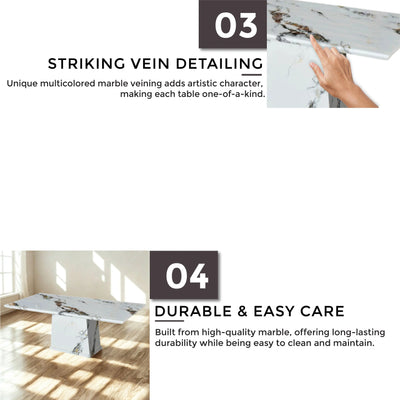 Multicolored veining and durable easy-care surface.