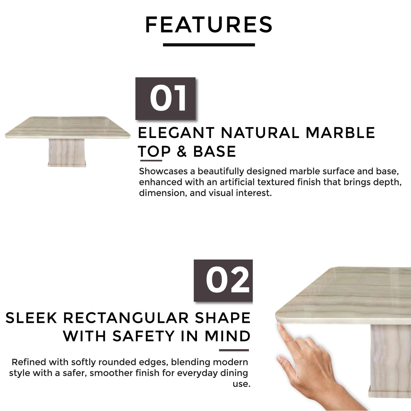 BRINEA Marble Dining Table Td Furniture