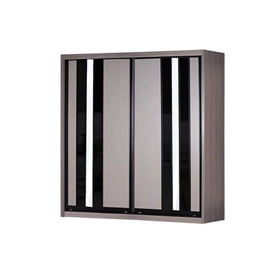 Gray wardrobe with sliding doors on a white background