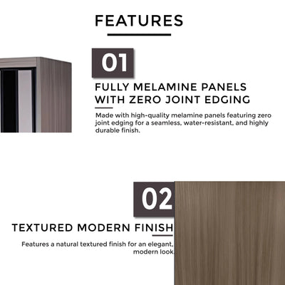 Product features with text on a white background