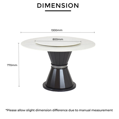 FERNI Marble Dining Table dimension L1300mm H770mm RD800mm