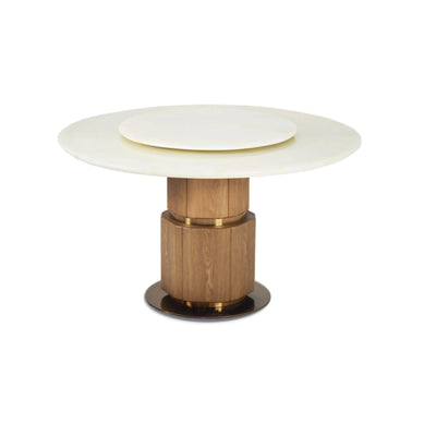 HAZEA Marble Dining Table with jade stone top and solid veneer base