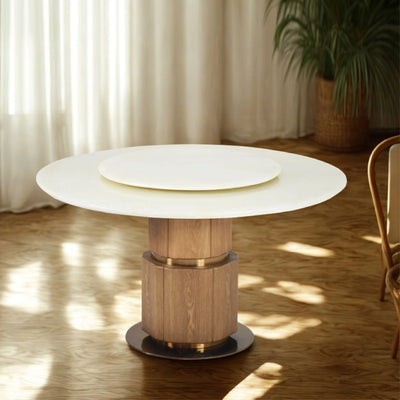 HAZEA Marble Dining Table with luxury Lazy Susan in modern dining room interior