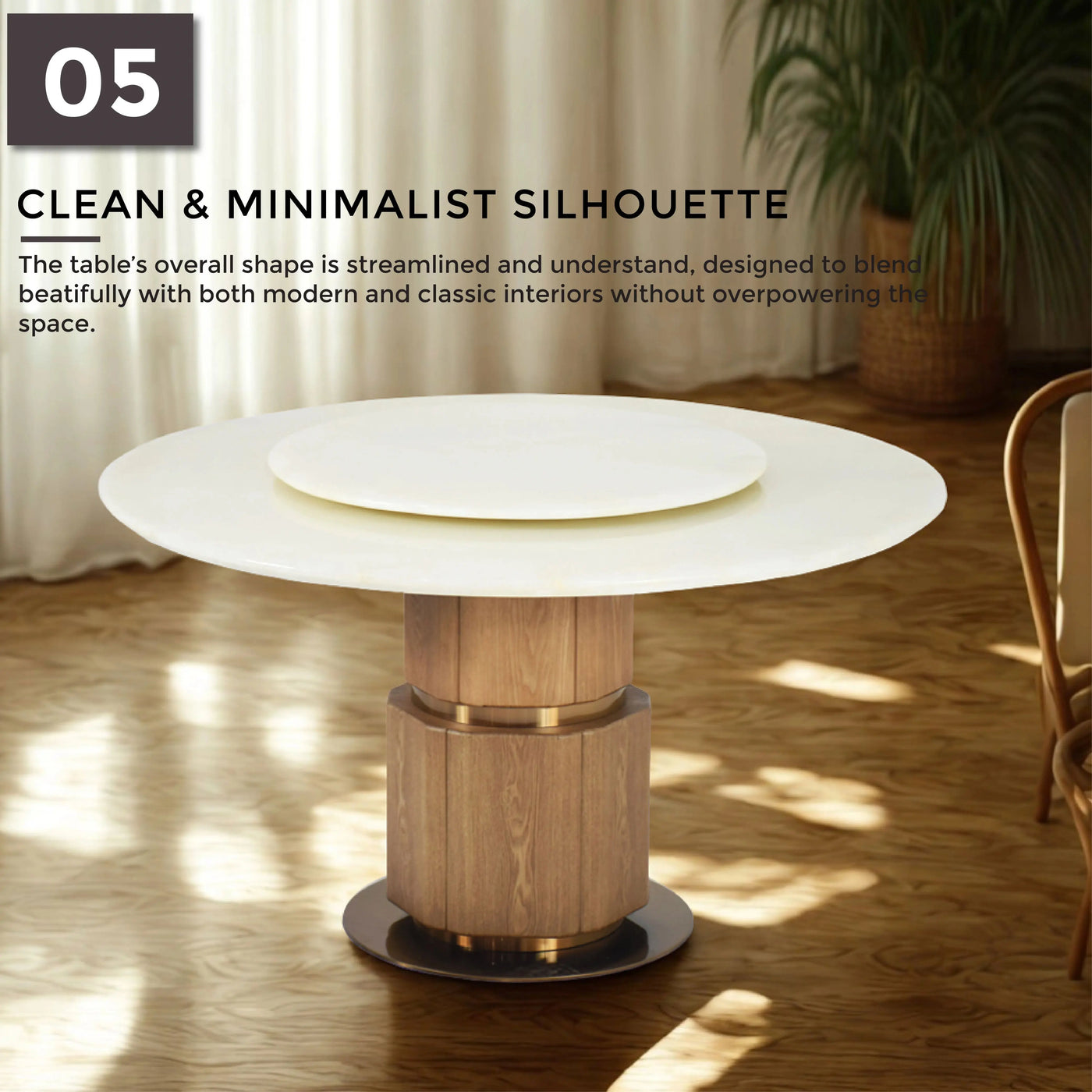 HAZEA Marble Dining Table with clean & minimalist silhouette