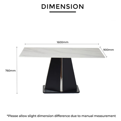 1600mm length x 900m depth x 760mm height, showcasing crystal stone surface and solid base.