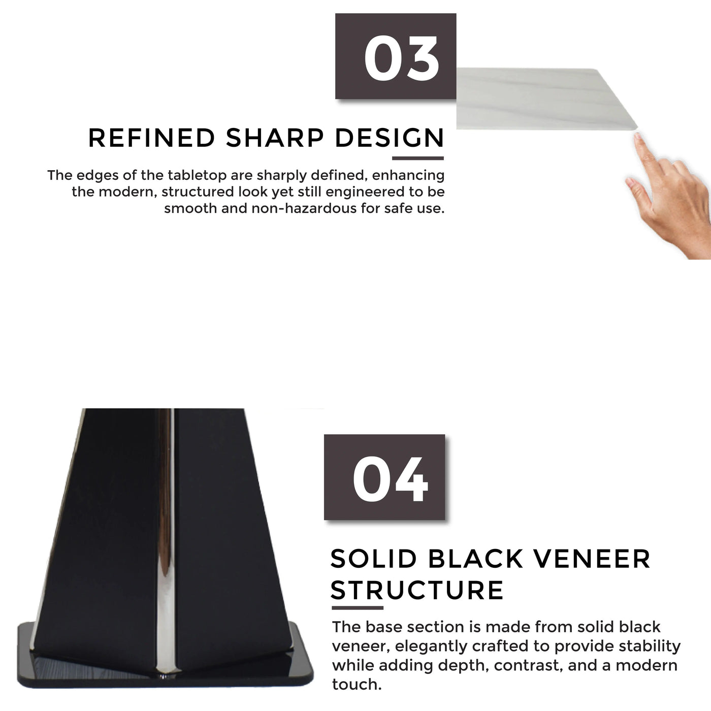 Luxury dining table with sleek marble top and contemporary pedestal base, combining durability and modern style