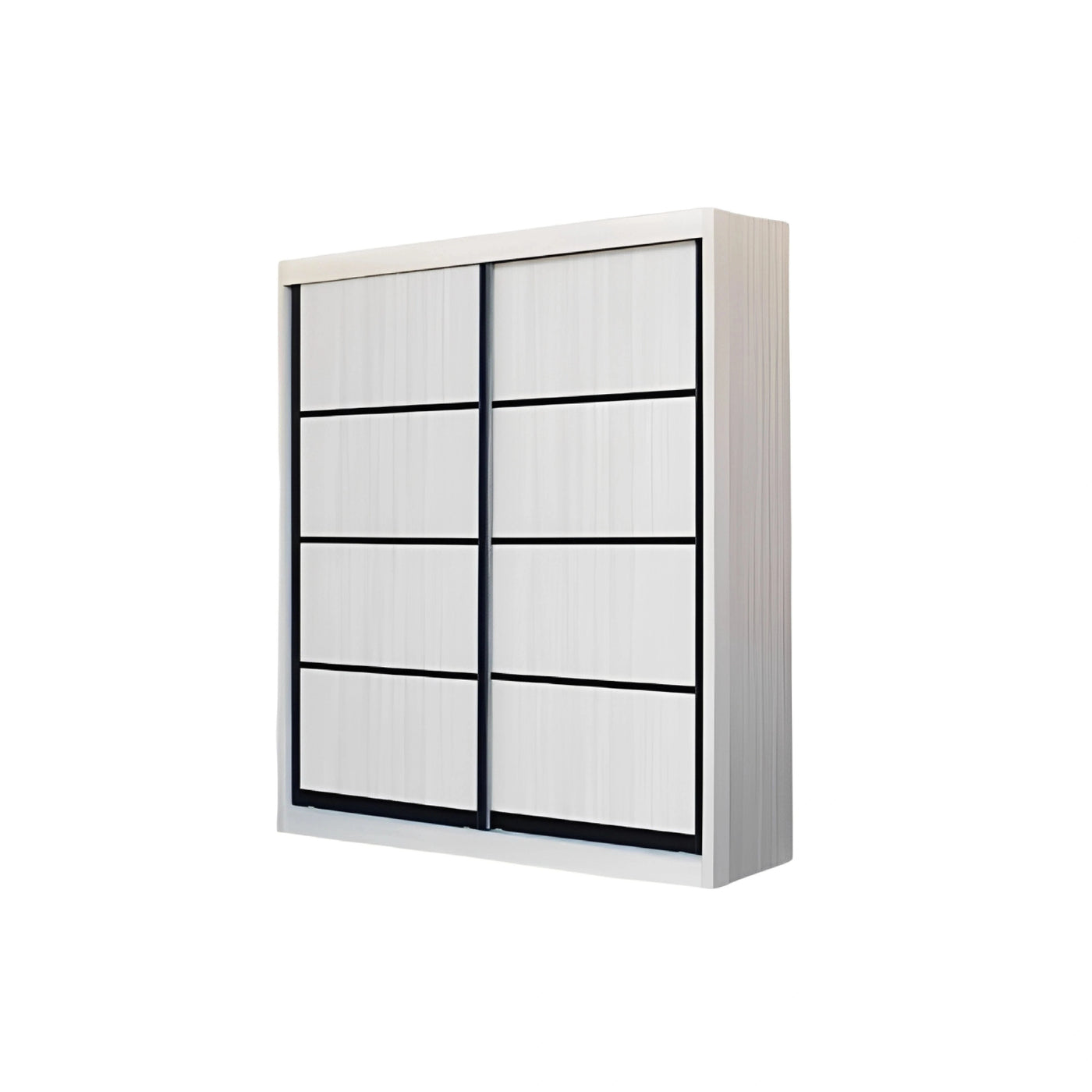 White wardrobe with sliding doors on a white background