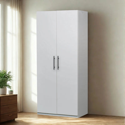 adjustable shelves and hanging space for clothes, blankets, and accessories