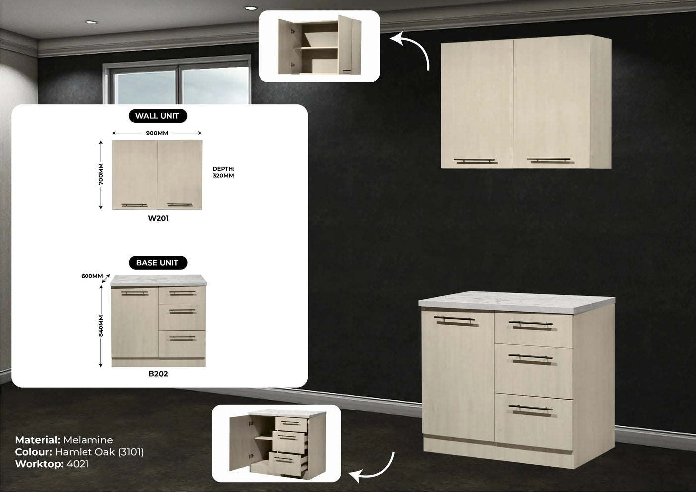 KAIA Melamine Modular Kitchen Td Furniture