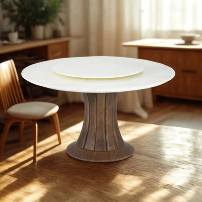 LUMIN Marble Dining Table with luxury Lazy Susan in modern dining room setup