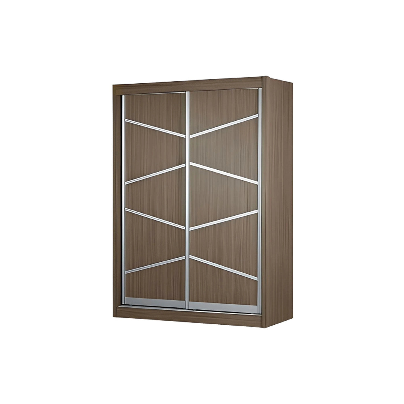Wooden wardrobe with sliding doors on a white background