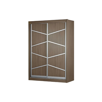 modern melamine wardrobe with aluminum sliding doors and elegant panel design