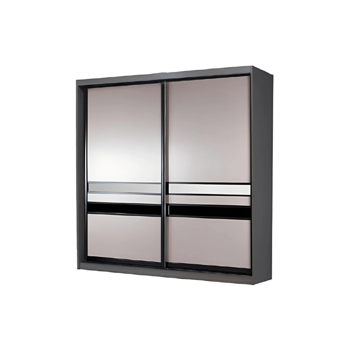 Sliding wardrobe with mirror doors on a white background