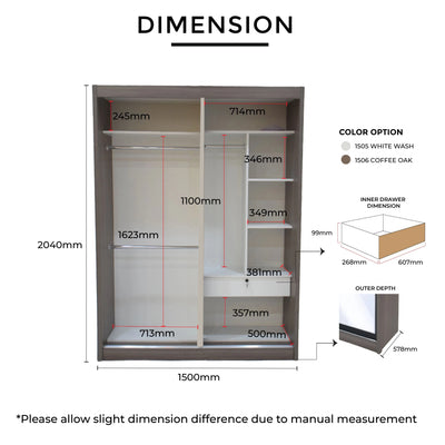 MADDY 2 Sliding Door Wardrobe Td Furniture