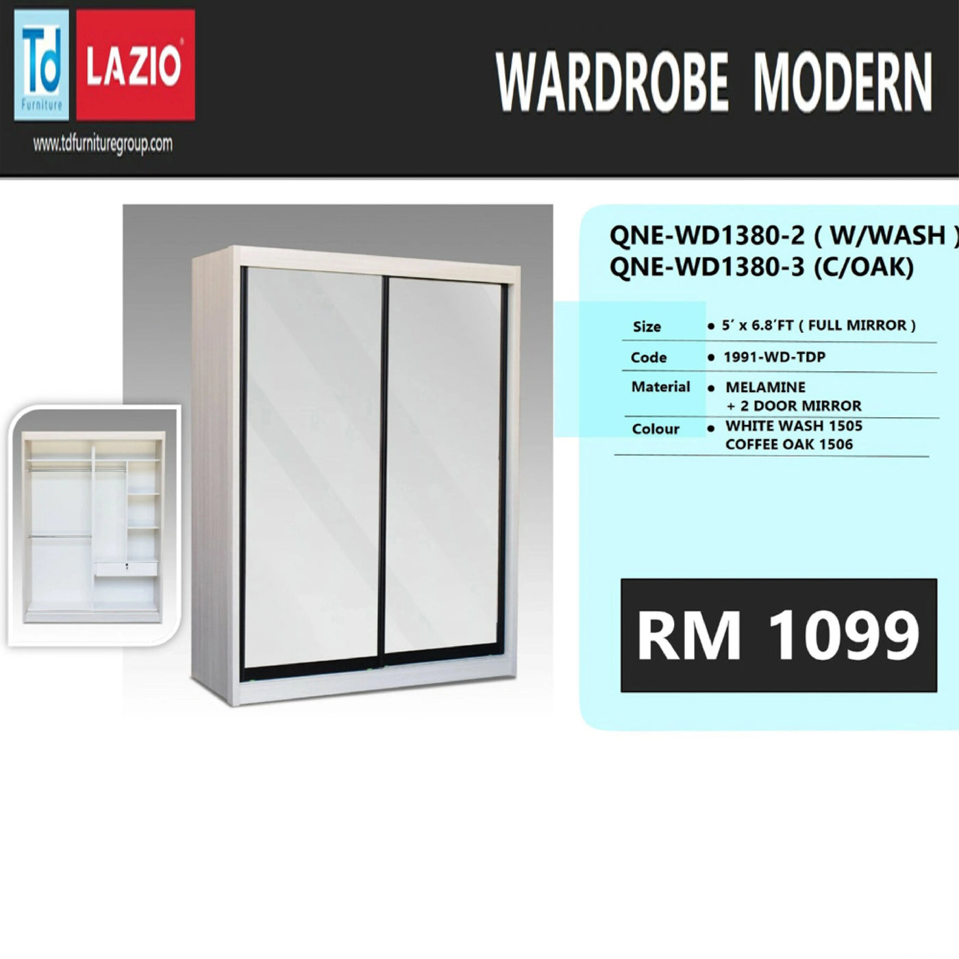MADDY 2 Sliding Door Wardrobe Td Furniture