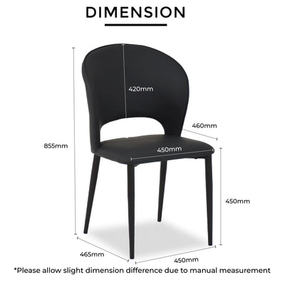 W450mm H855mm D465mm SH450mm, size guide for modern dining chair.