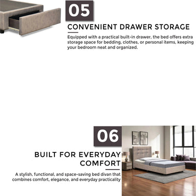 Stylish and durable fabric bed frame designed with storage, sturdy base, and tufted headboard for modern living.