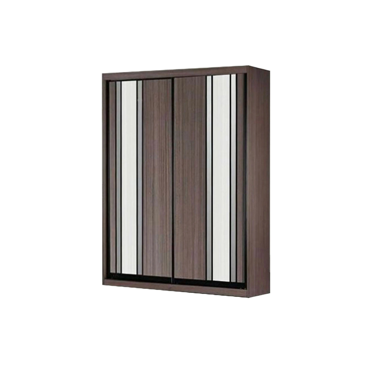Wooden wardrobe with sliding doors on a white background
