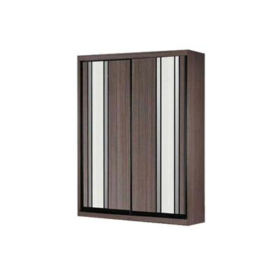 Wooden wardrobe with sliding doors on a white background