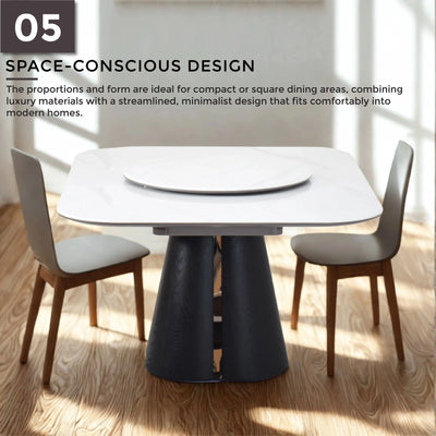OLEEN Marble Dining Table with space-conscious design in a compact dining room setup - TD Furniture