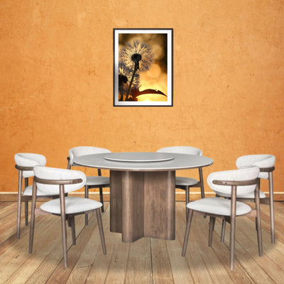 ROVA Marble Dining Table with minimalist Lazy Susan in natural modern interior